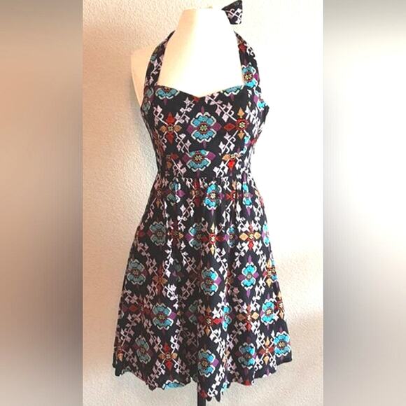 Anthropologie Edme & Esyllte Full Skirted Pinup Girl Primula Halter Dress 4 - Picture 2 of 15